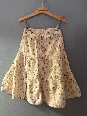 Cat & Jack Cream Floral Tiered Button Skirt